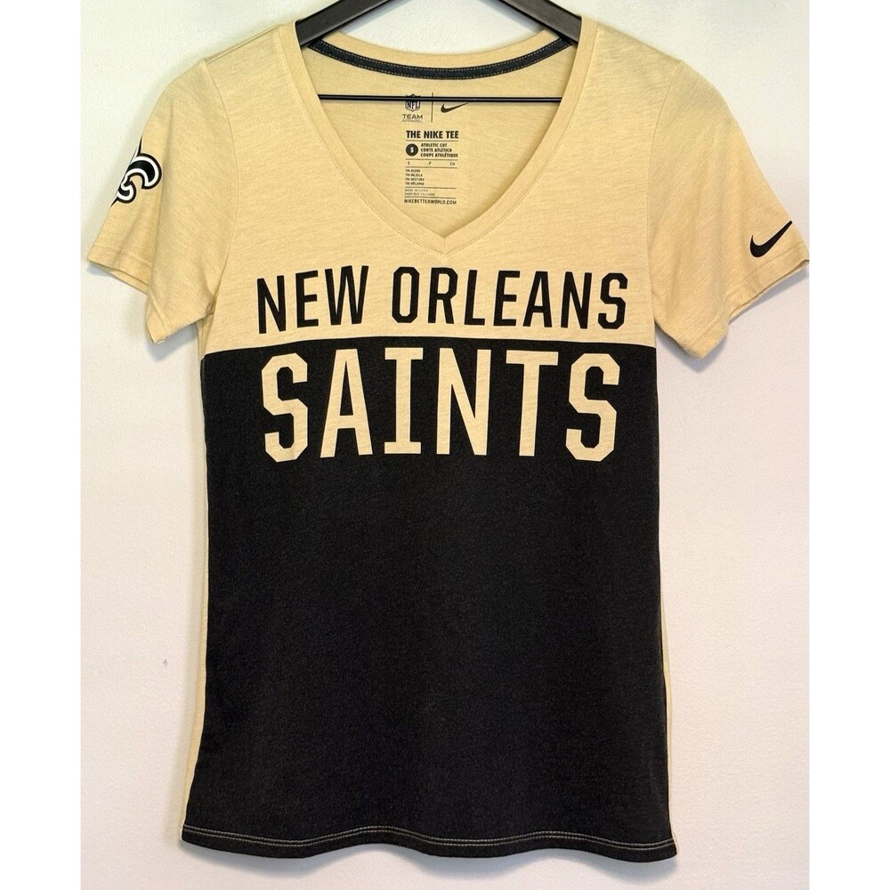 Nike Women's NFL New Orleans Saints Tee Small Black Gold Athletic Cut